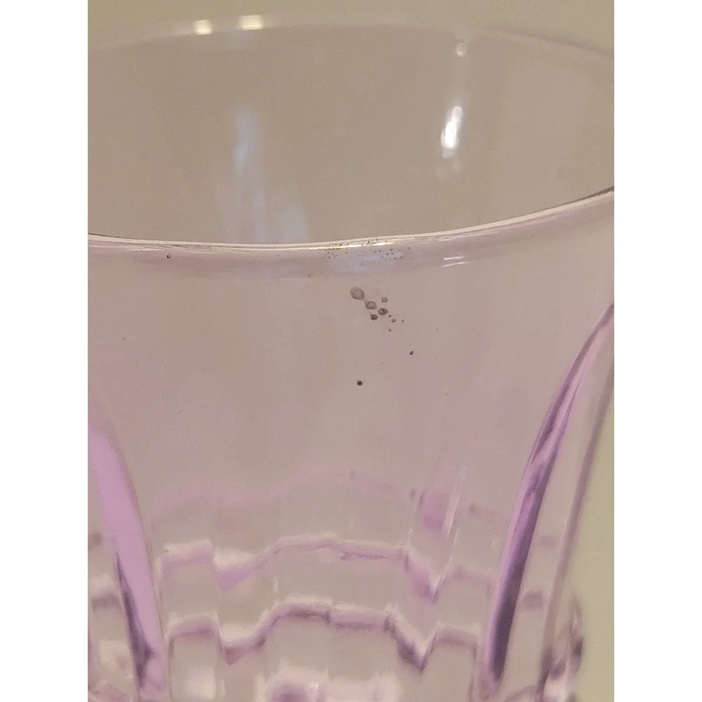 Vtg Glass Bud Vase Ribbed Braided Waist Cottagecore Country Lavender‎ Purple 7in